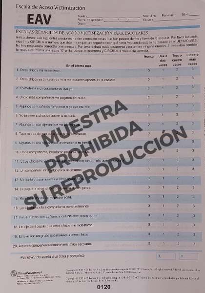 Escalas Reynolds de acoso-victimización para escolares Protocolo / Perfil (25)