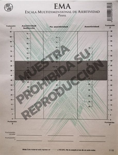 Hoja de respuesta y perfil Paq. 15 - Escala multidimensional de asertividad EMA