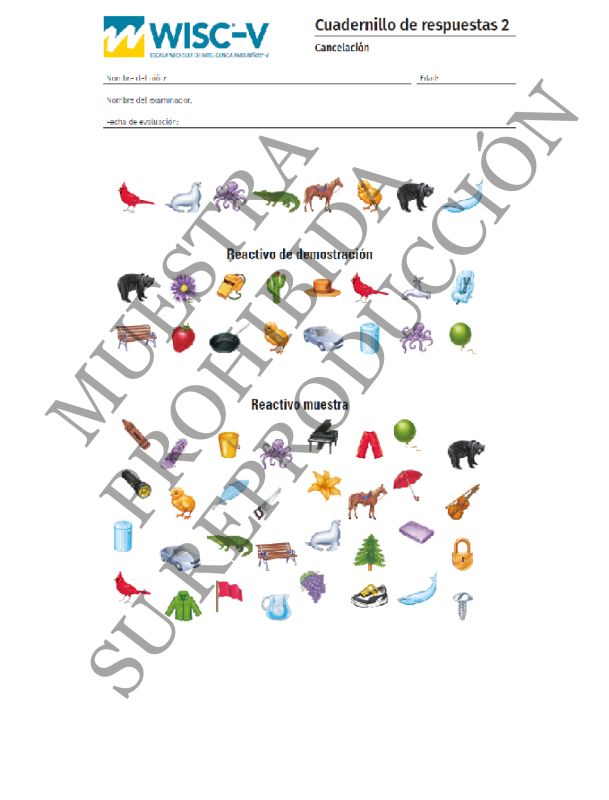 Cuadernillo de Respuestas 2 Paq 25 : Escala Wechsler de Inteligencia para Niños (WISC®-V)