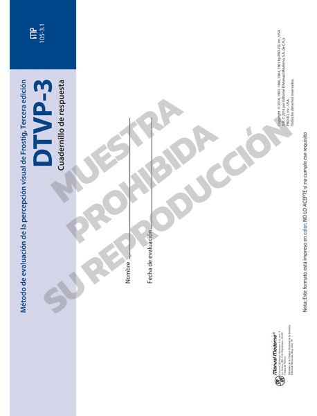 Cuadernillos de respuesta y de examinador Paq. 30 Método de evaluación de la percepción visual de Frostig - DTVP-3